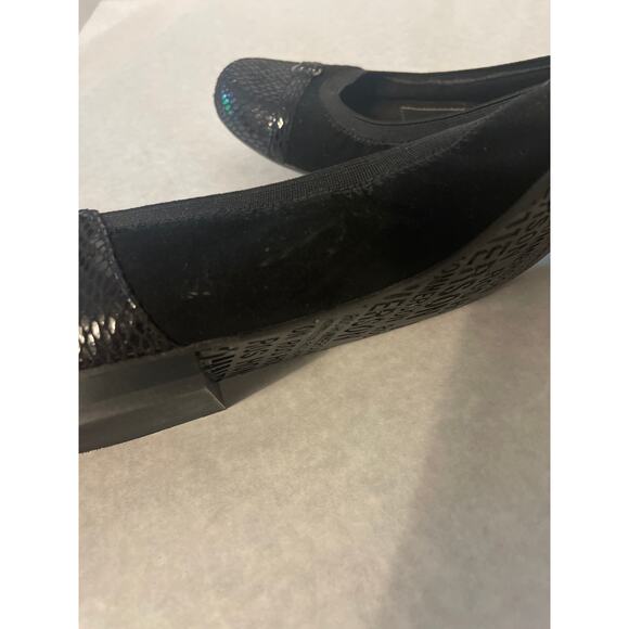 Ros Hommerson Rosita Black Leather with Snake print Ballet Flat Size 7.5 women - Picture 4 of 10